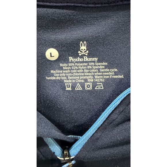 Psycho Bunny Men’s Navy 1/4 Zip Performance Pullover Shirt L - Picture 3 of 3
